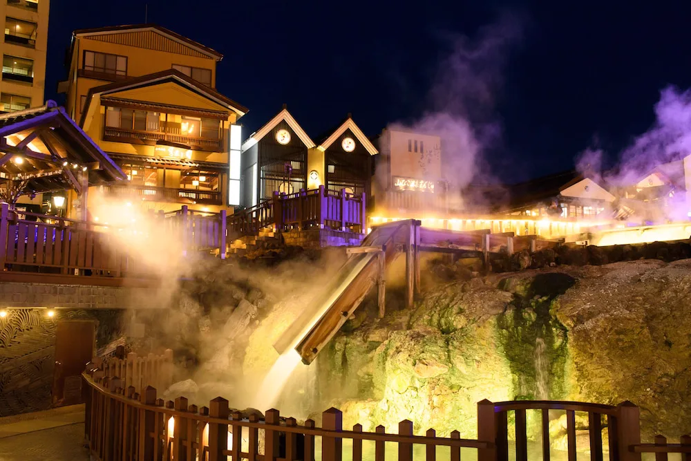 草津溫泉湯畑夜景